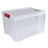 Box de rangement transparente couvercle clips rouge 45 L