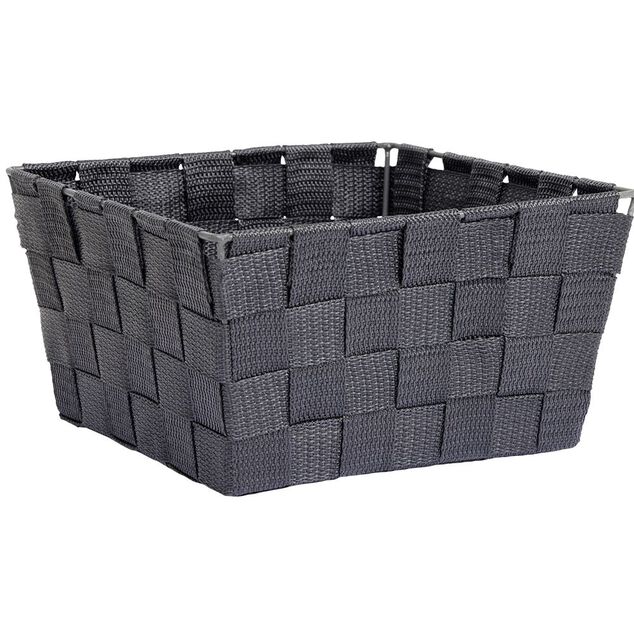 Panière de rangement tressée gris foncé Taille L - 21,5x12xH21,5cm
