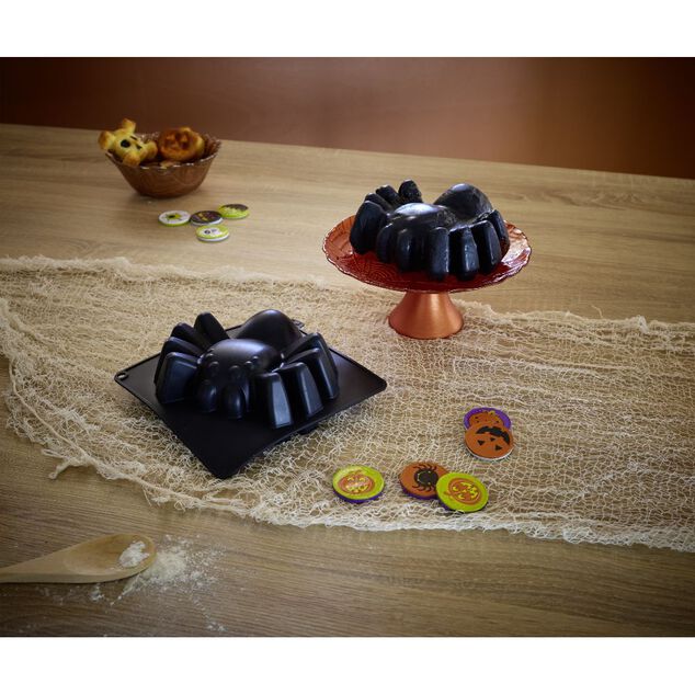 Moule g&acirc;teau silicone Halloween araign&eacute;e g&eacute;ante 18x18xH7,5cm