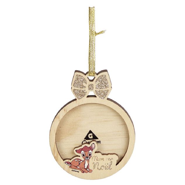 Cadre &agrave; suspendre Mon 1er No&euml;l Disney Bambi bois &Oslash;8cm