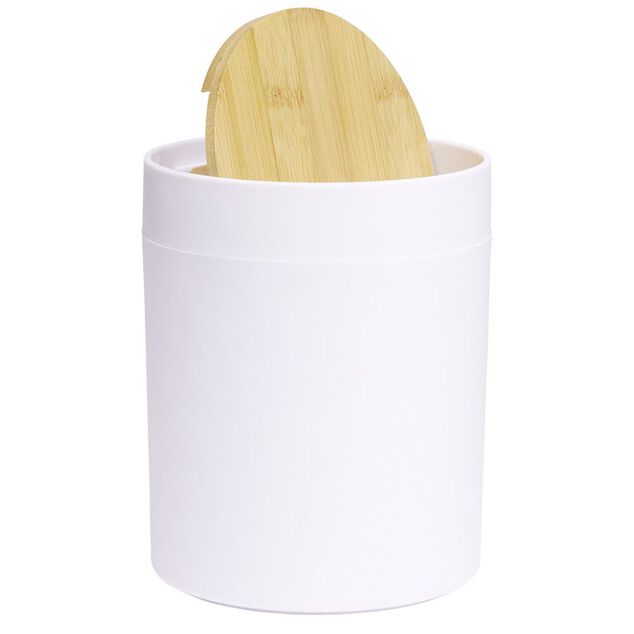 Poubelle &agrave; coton ronde m&eacute;tal blanc &Oslash;13,7xH17,3cm 2,5L