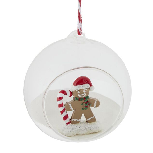 Boule de No&euml;l en verre ouverte avec d&eacute;cor int&eacute;rieur &Oslash;8cm- 3 mod&egrave;les