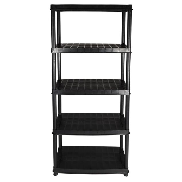 &Eacute;tag&egrave;re plastique noir 5 niveaux L71xl35xH180cm