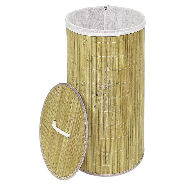 Coffre &agrave; linge rond en bambou 57L