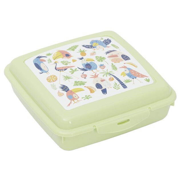 Boîte à goûter carrée plastique vert 15x14,5xH5cm