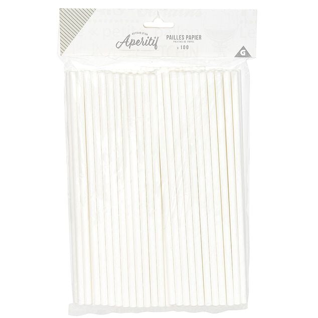 Paille en papier blanche x100
