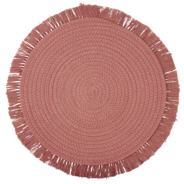 Set de table rond polycoton et frange &Oslash;42cm (3 mod&egrave;les)
