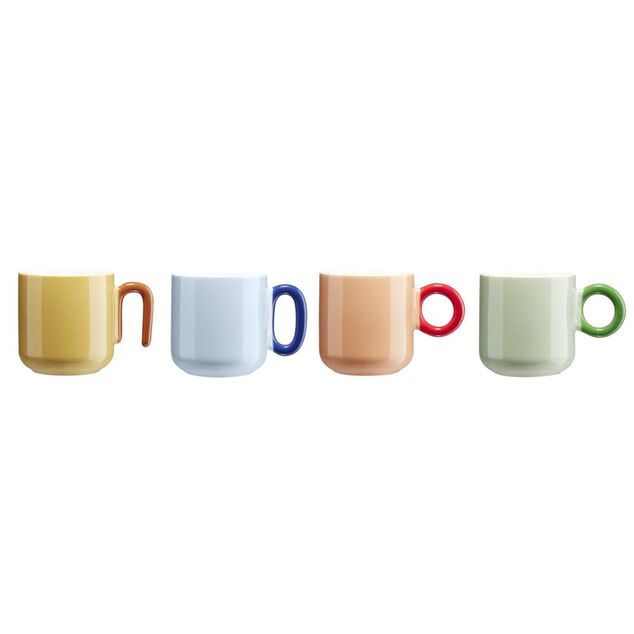 Mug porcelaine 36cl couleur unie anse originale &Oslash;9xH9cm (4 mod&egrave;les)