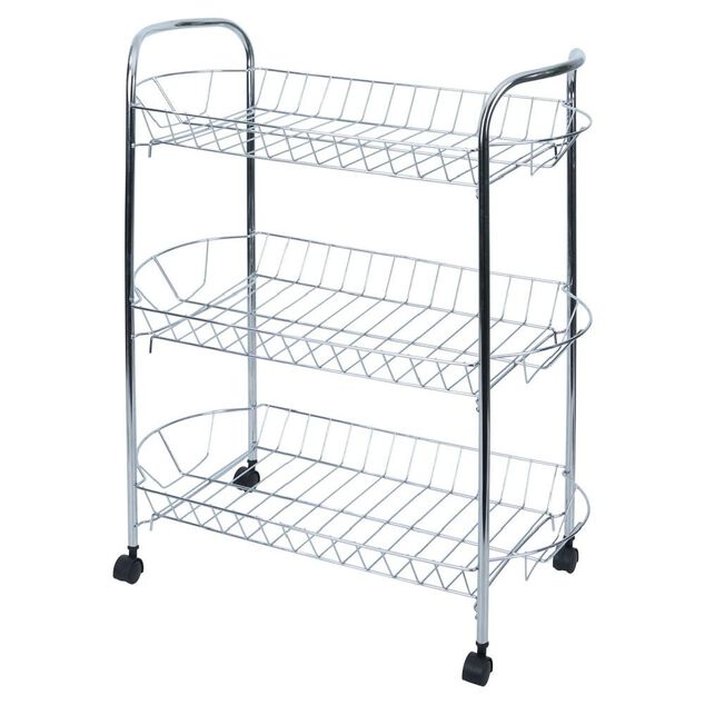 Desserte en m&eacute;tal gris 3 niveaux - L.51xl.26,5xH.57cm