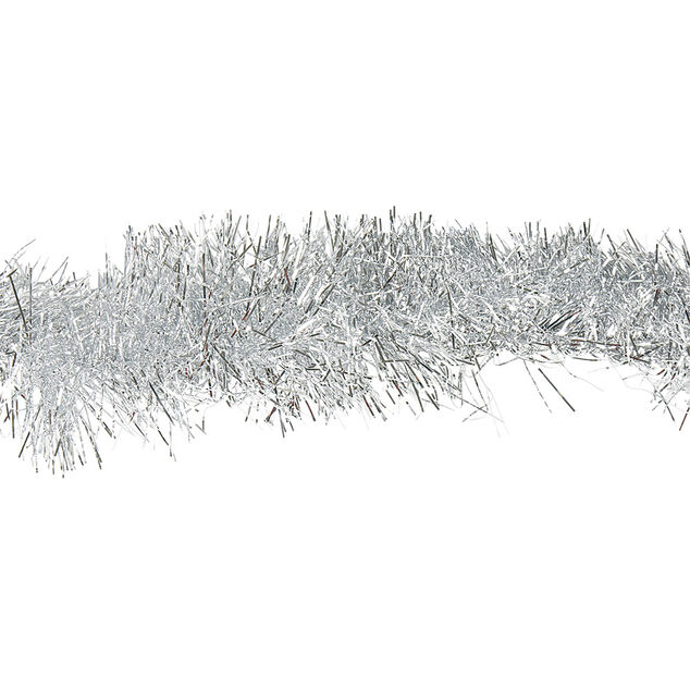 Guirlande de No&euml;l scintillante touffue L400 cm argent&eacute;