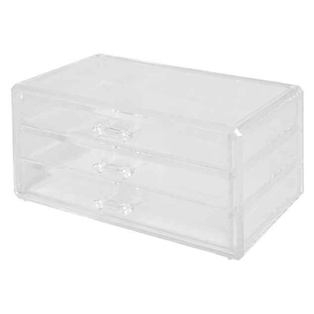 Bo&icirc;te rectangulaire 3 tiroirs transparents