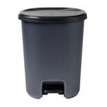 Poubelle &agrave; p&eacute;dale 27L plastique noir et gris fonc&eacute; 37x30xH46cm