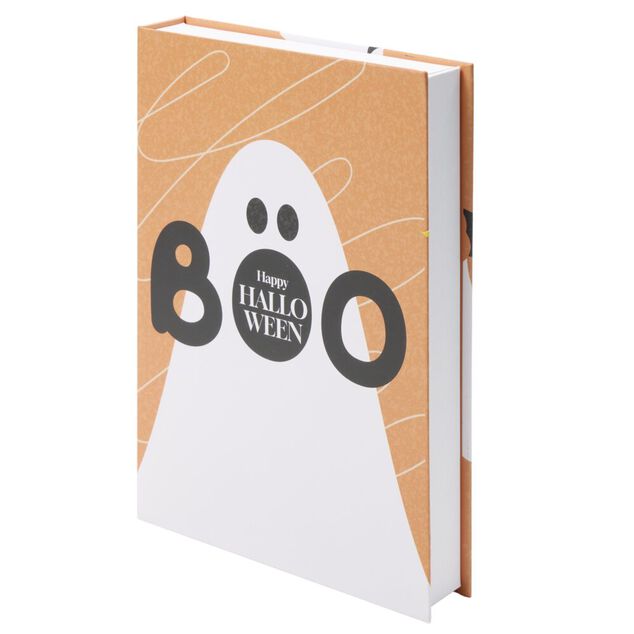 Bo&icirc;te livre d&eacute;co Halloween fant&ocirc;me cute rangement papier carton 18x25x&eacute;p.3,7 cm