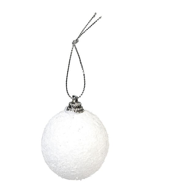 Boule de No&euml;l plastique blanc x6