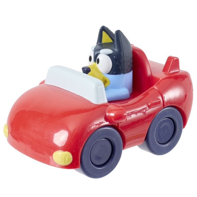 V&eacute;hicule mini Bluey plastique 9x6xH7cm (4 mod&egrave;les)