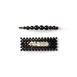 Lot de 2 barrettes &agrave; cheveux dor&eacute;es &agrave; perles noires