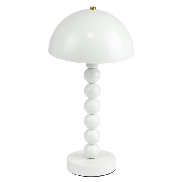 Lampe de table m&eacute;tal pied boules bois &Oslash;20xH38cm (2 mod&egrave;les blanc ou noir)