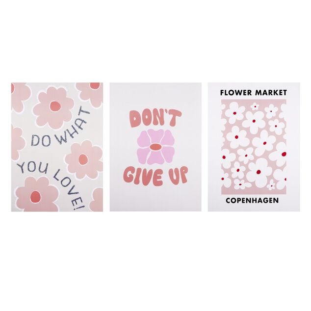 Poster papier x3 th&egrave;me floral 50x70cm (3 mod&egrave;les)