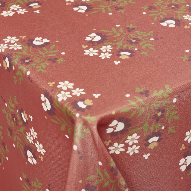 Nappe rectangulaire polyester motif floral orange 150x250cm
