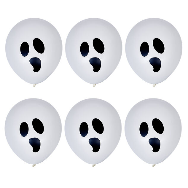 Ballon Halloween noir et blanc fant&ocirc;me x6