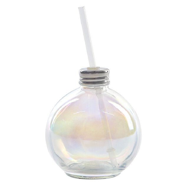 Gobelet en verre forme boule de Noël avec paille