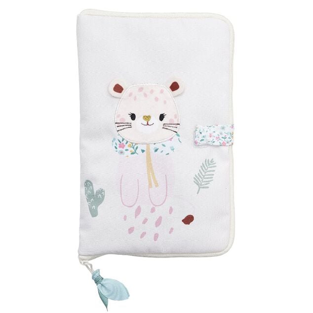 Prot&egrave;ge carnet de sant&eacute; motif gu&eacute;pard 26x17.5 cm
