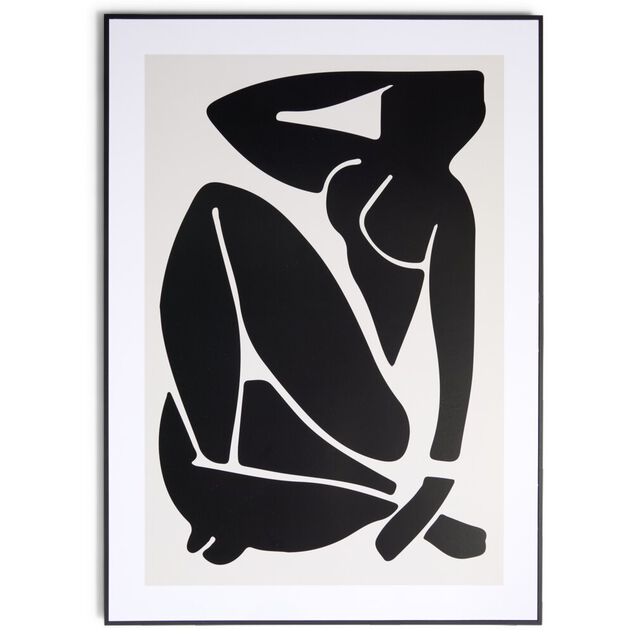 Cadre d&eacute;co en bois inspiration Matisse nu noir 50x70cm