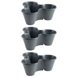Pot en plastique bleu 3 compartiments &Oslash;24xH9cm (Lot de 3)