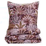 Parure de lit 1 personne 140x200cm coton motif feuillage rouge