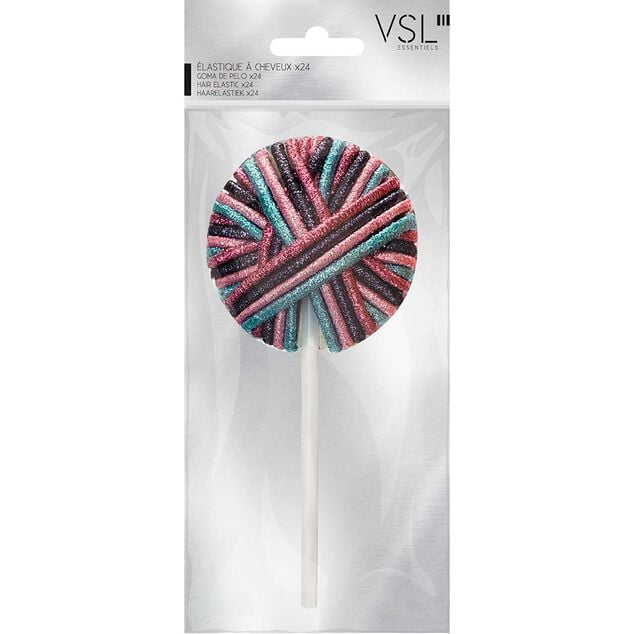 &Eacute;lastique &agrave; cheveux multicolore brillant x24