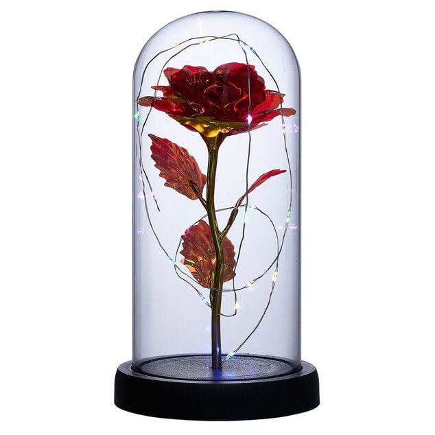 Fleur immortelle LED Dia de los Muertos &Oslash;11xH22cm or et rouge
