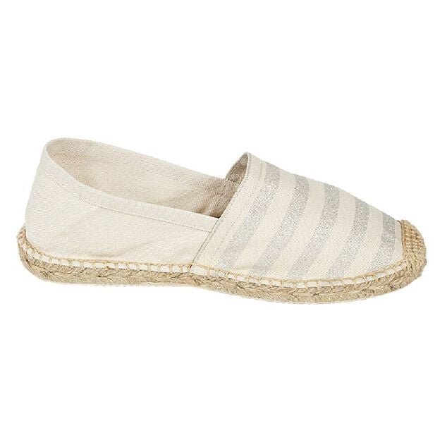 Espadrilles Femme beige ray&eacute; gris paillet&eacute; T36/40