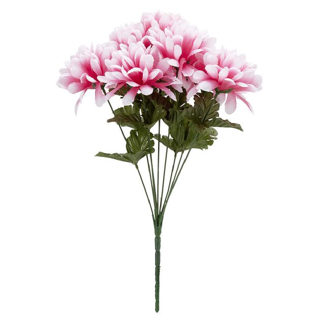 Piquet chrysanth&egrave;me H44 cm rose - Fleur artificielle 9 t&ecirc;tes