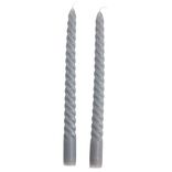 Bougie chandelier torsad&eacute;e gris H25cm x2