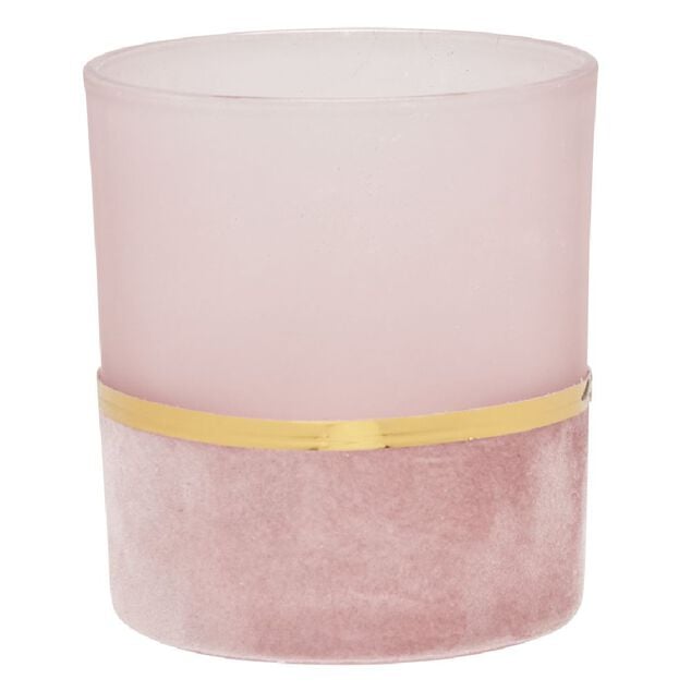 Photophore en verre teint&eacute; &eacute;co velours H8 cm