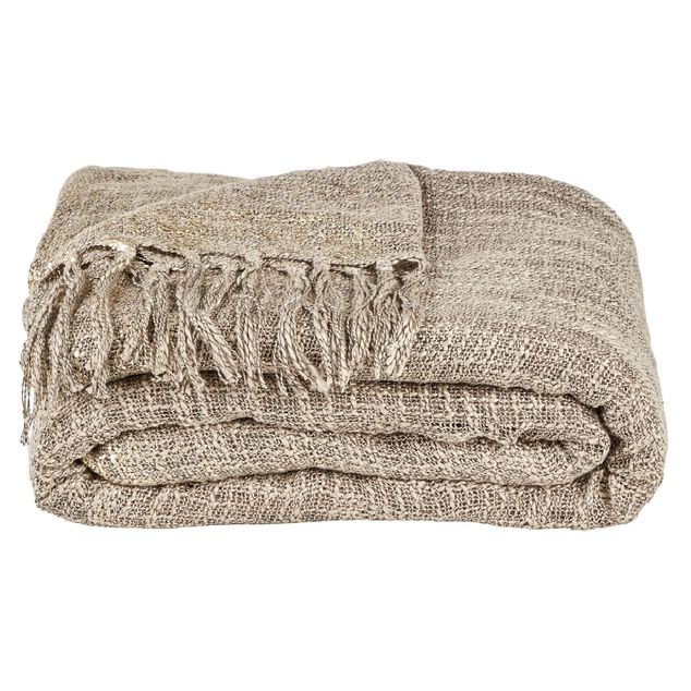 Plaid à franges en polyester