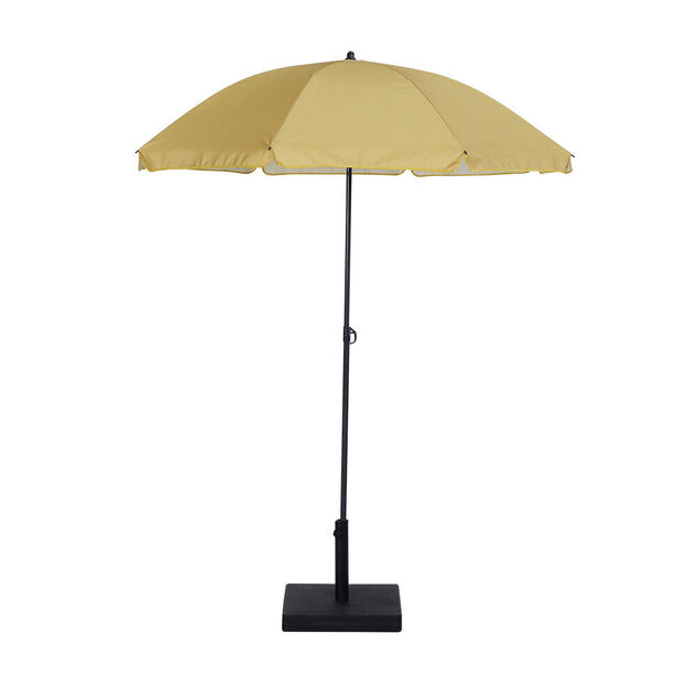 Parasol centr&eacute; inclinable Sun &Oslash;160xH195cm acier et polyester jaune