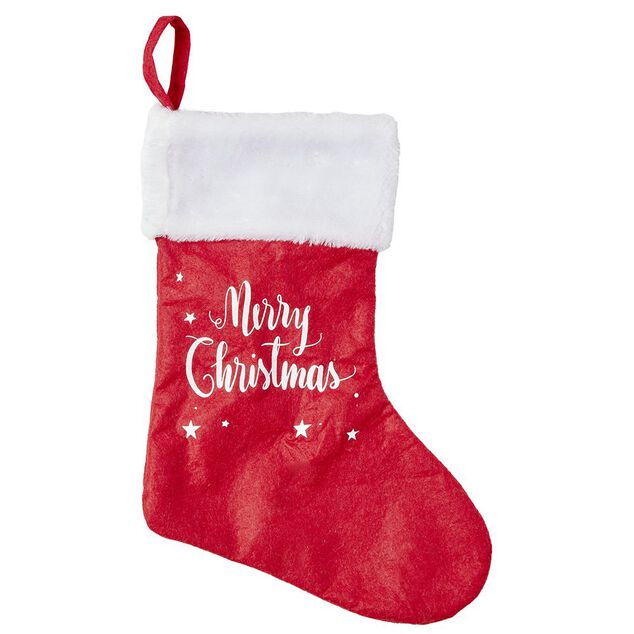 Chaussette de Noël lumineuse rouge et blanche H38cm