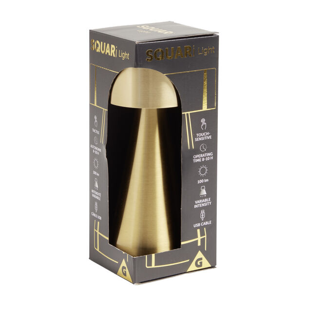 Lampe de table Squari USB tactile dor&eacute; &Oslash;9,5xH22,5cm