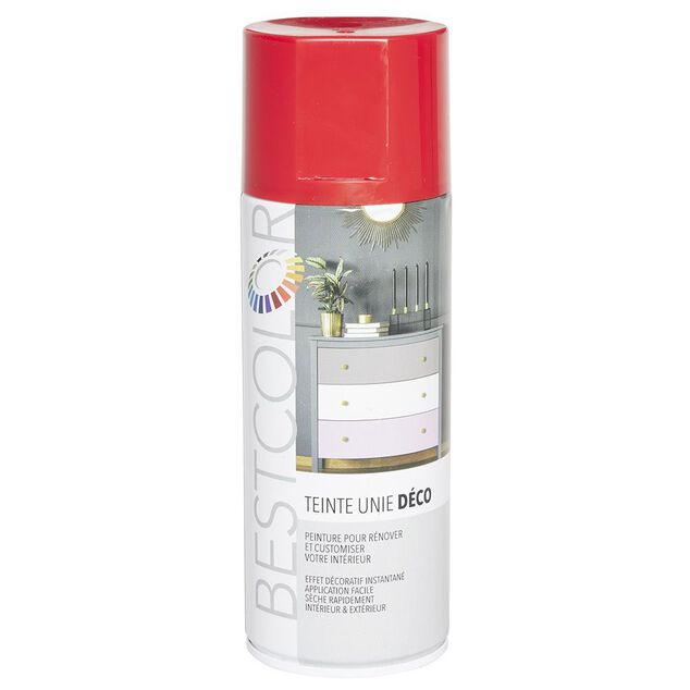 Peinture a&eacute;rosol rouge brillant int/ext 400ml