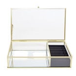 Boîte à bijoux métal et verre 23x14,5xH5cm (2 modèles doré ou noir)