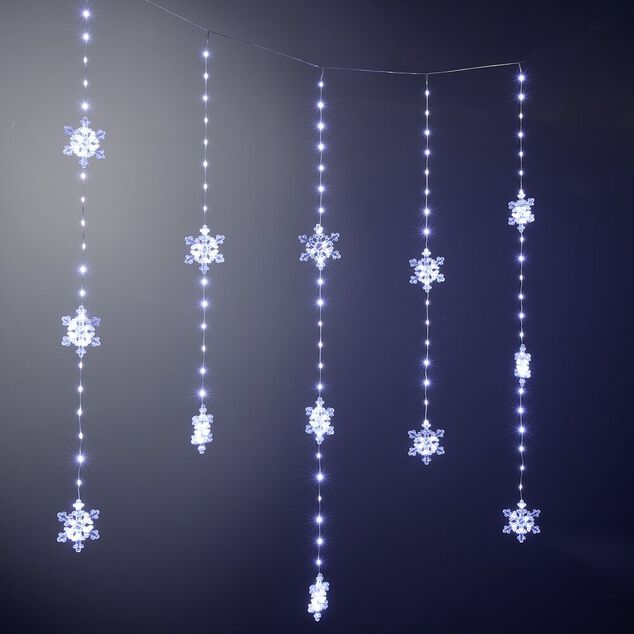 Guirlande de No&euml;l lumineuse 160LED bordure toit motifs flocon blanc froid