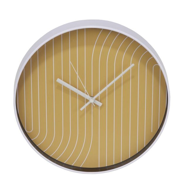 Horloge ronde fond rayure orange et blanche - &Oslash;30x4cm