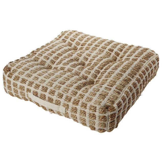 Coussin de sol &agrave; carreaux 50x50cm beige