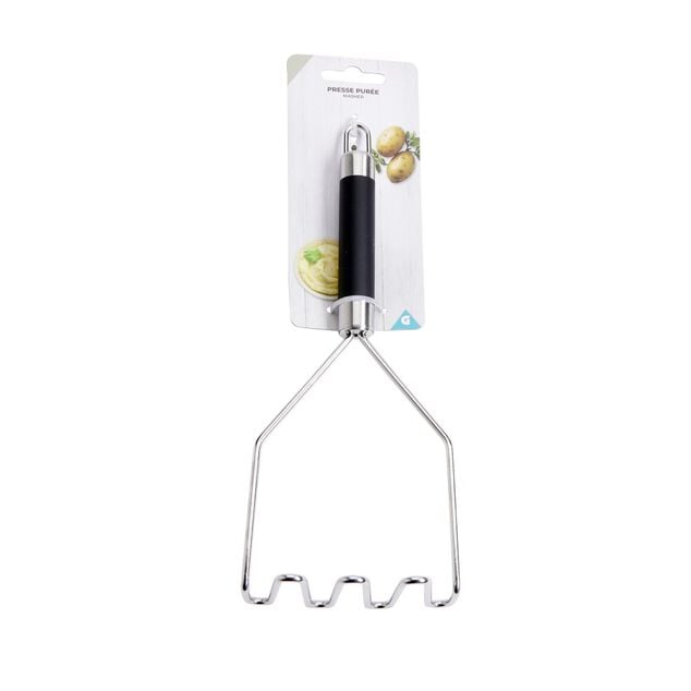 Presse pur&eacute;e en inox avec manche plastique H.26cm