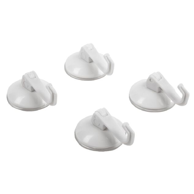 Crochet ventouse x4 blanc plastique
