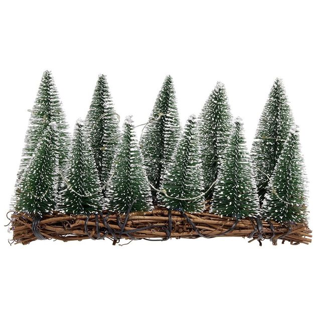 D&eacute;coration sapins sur branches 10 LED blanc chaud L.20,5xl.8xH.11 cm