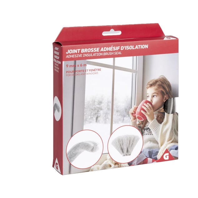 Joint brosse adhésif d'isolation pour porte et fenêtre 9mmx6m blanc
