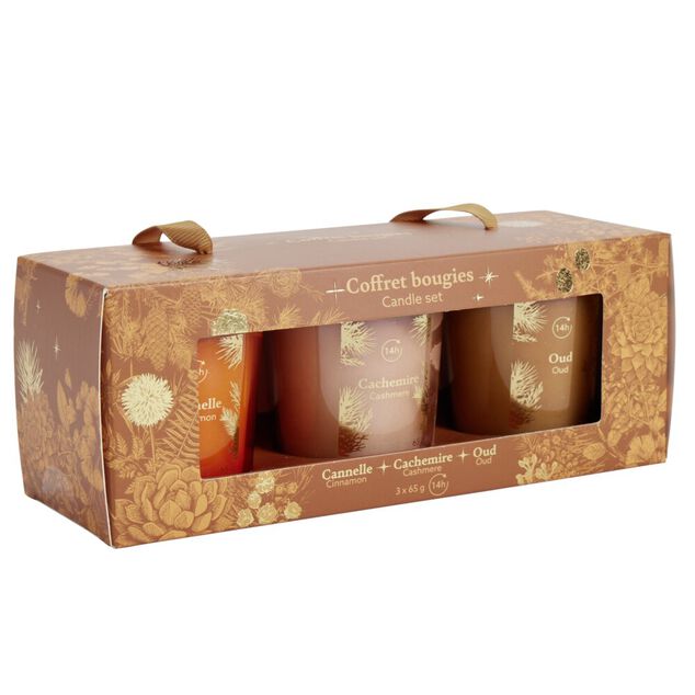 Coffret senteur 3 bougies 14H dans verre (2 mod&egrave;les)