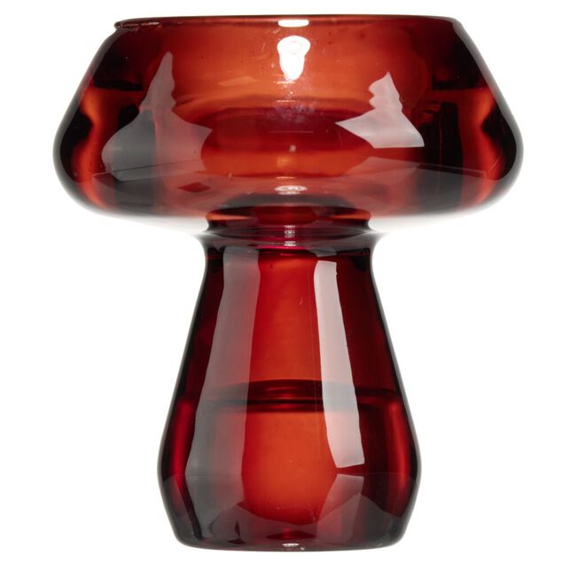 Bougeoir forme champignon verre &Oslash;6XH7 cm (3 mod&egrave;les rouge/vert/jaune)
